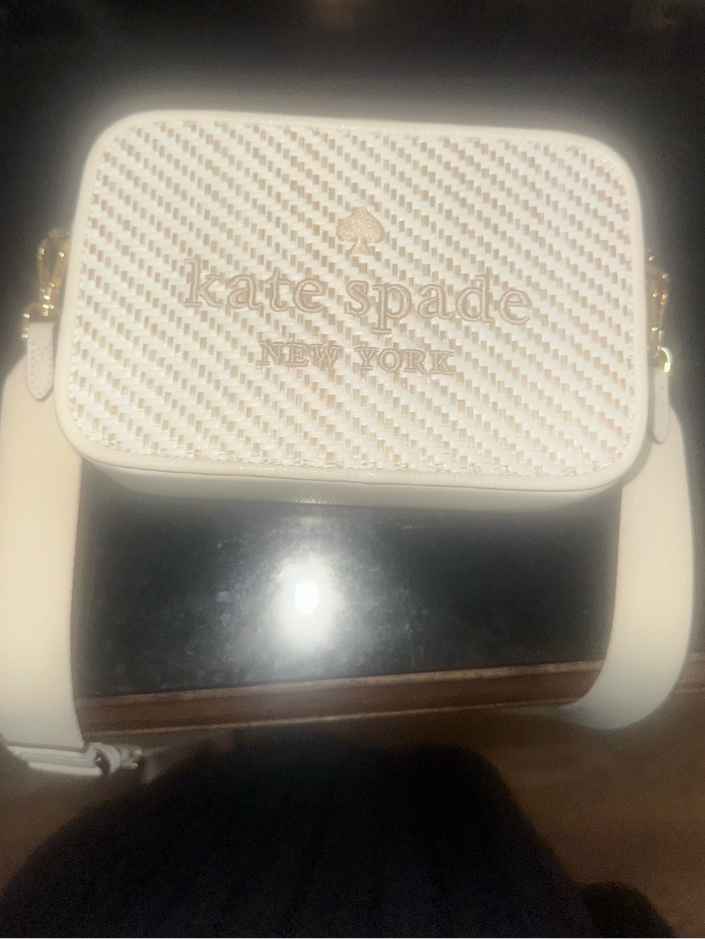Kate Spade NY Woven Camera Crossbody Bag | White/Cream | Excellent Conditi